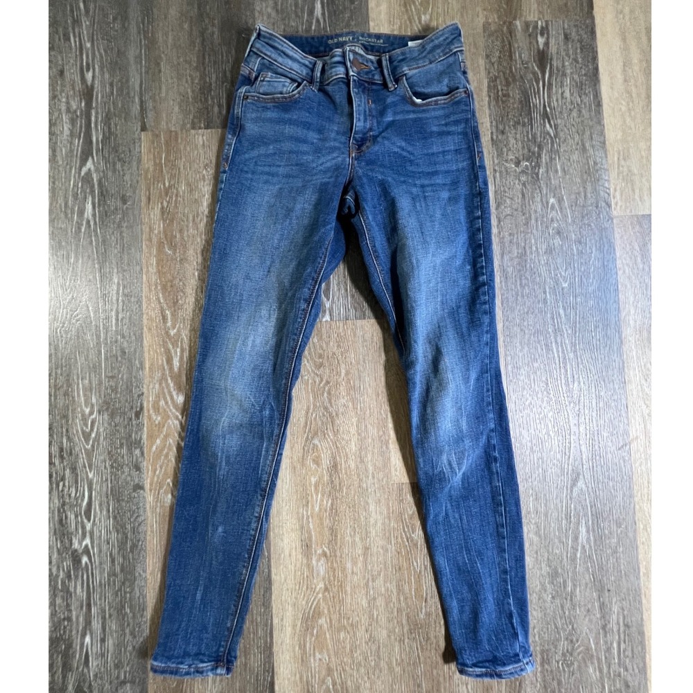 Old Navy Rockstar Jeans Womens 0 Blue Mid Rise Skinny Stretch Denim 4942